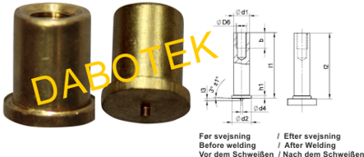 IT Tapped Stud M3-Ø5X6 Matr. Brass MS63 after DIN ISO 13918