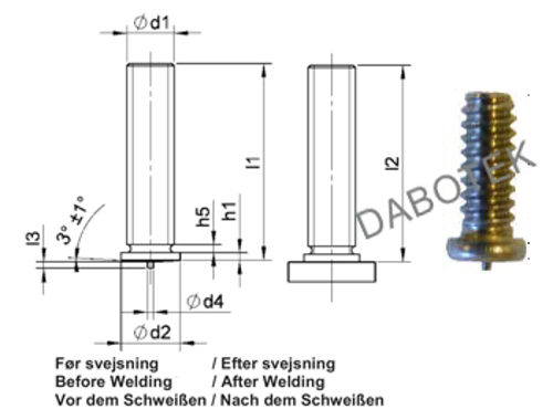 PT Threaded Stud M5x60 Matr. 316