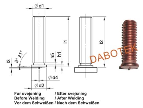 PT Threaded stud M3x15  Material Mild Steel 4.8 acc. EN ISO 13918