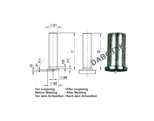 UT Unthreaded Stud Ø3x5 Matr. Aluminium